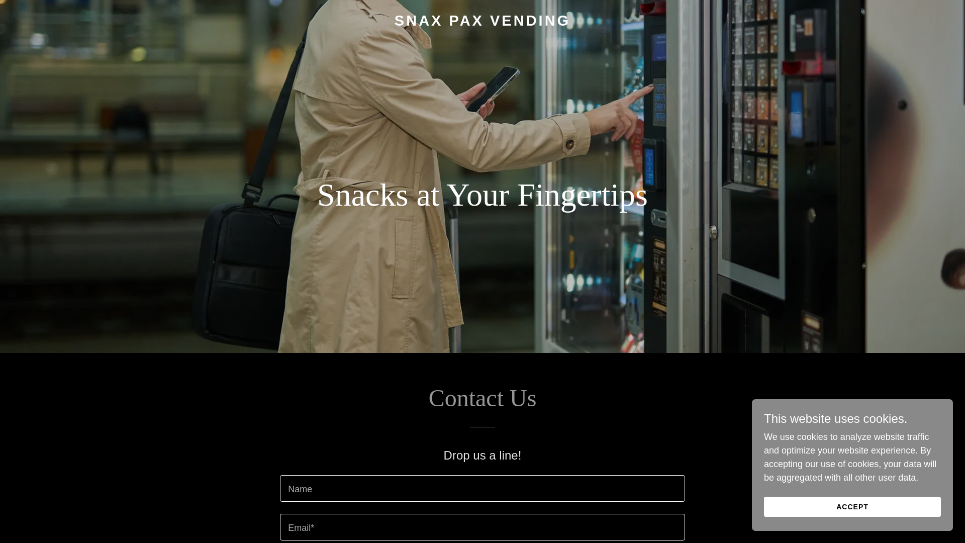 website screenshot of https://snaxpax-vending.com/