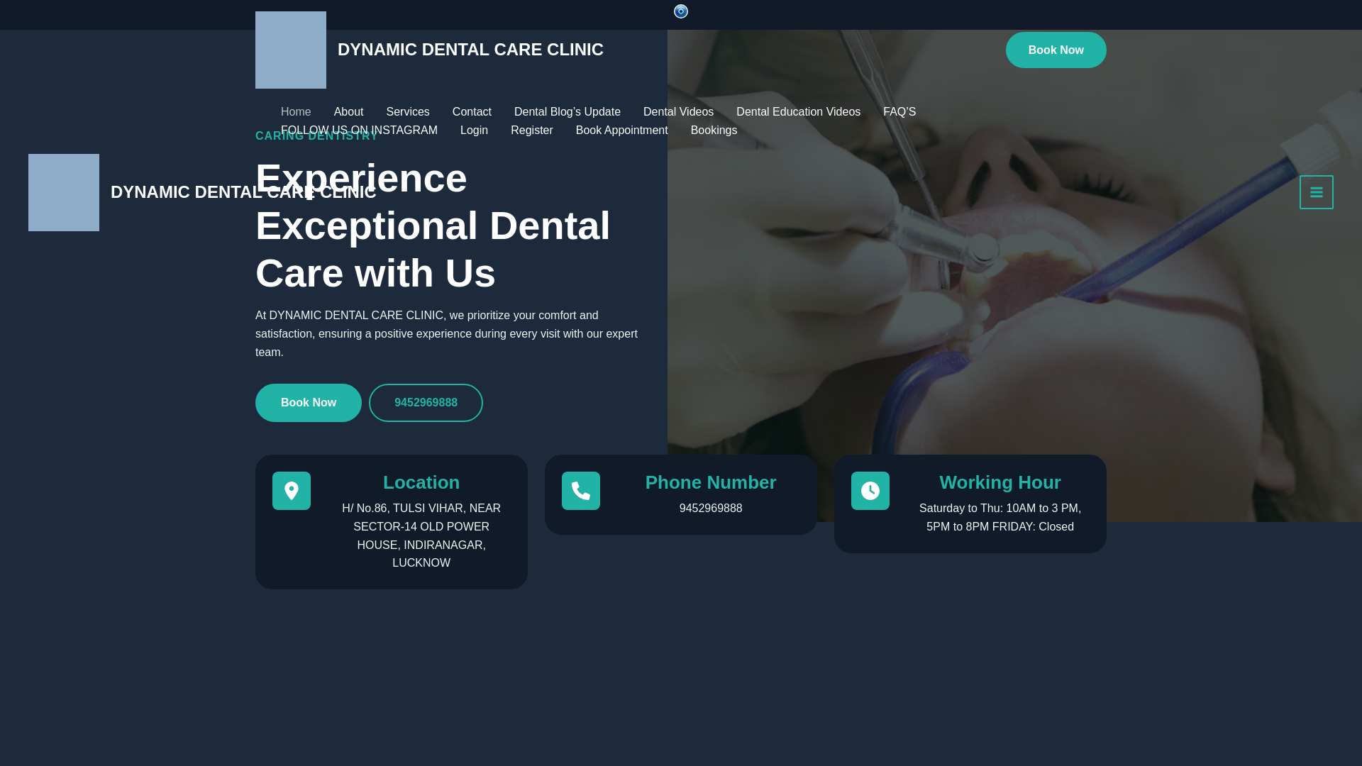 website screenshot of https://dynamicdentallucknow.in