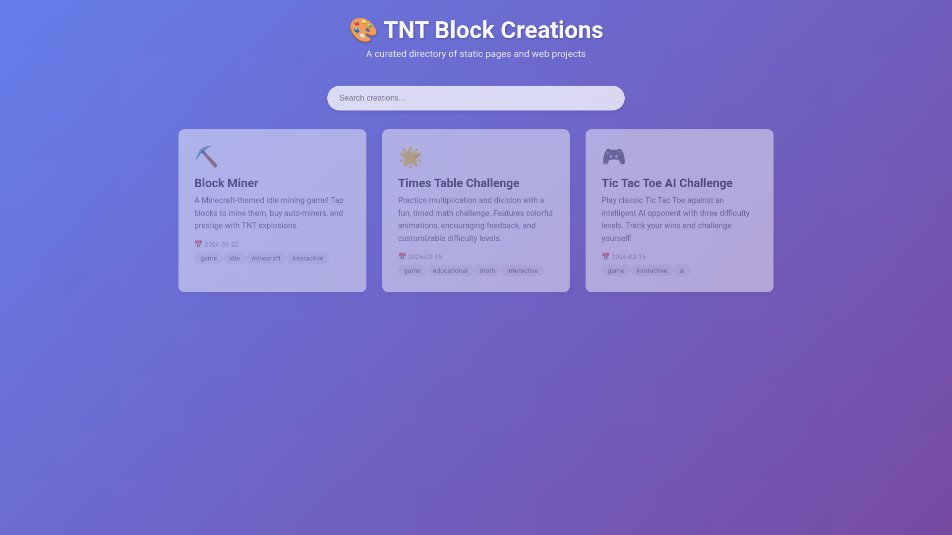 website screenshot of https://tntblock.xyz/