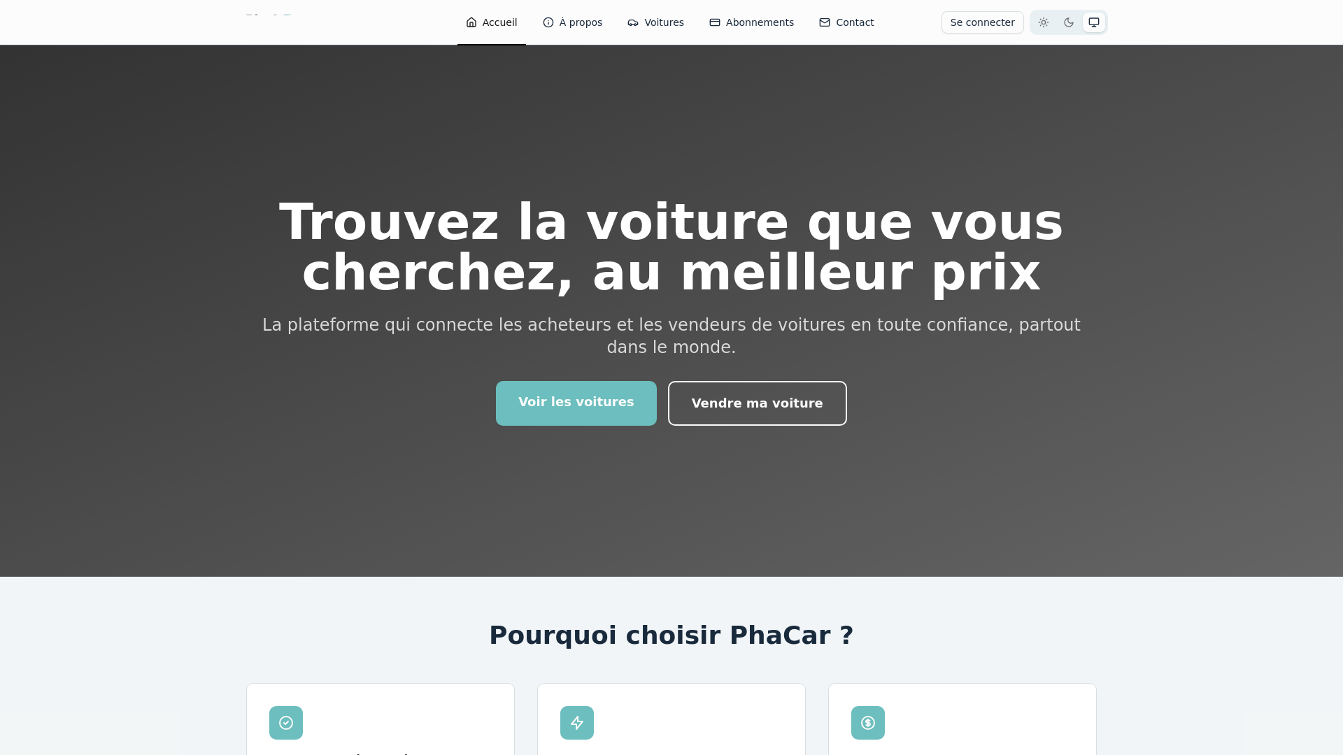 website screenshot of https://phacar.com/