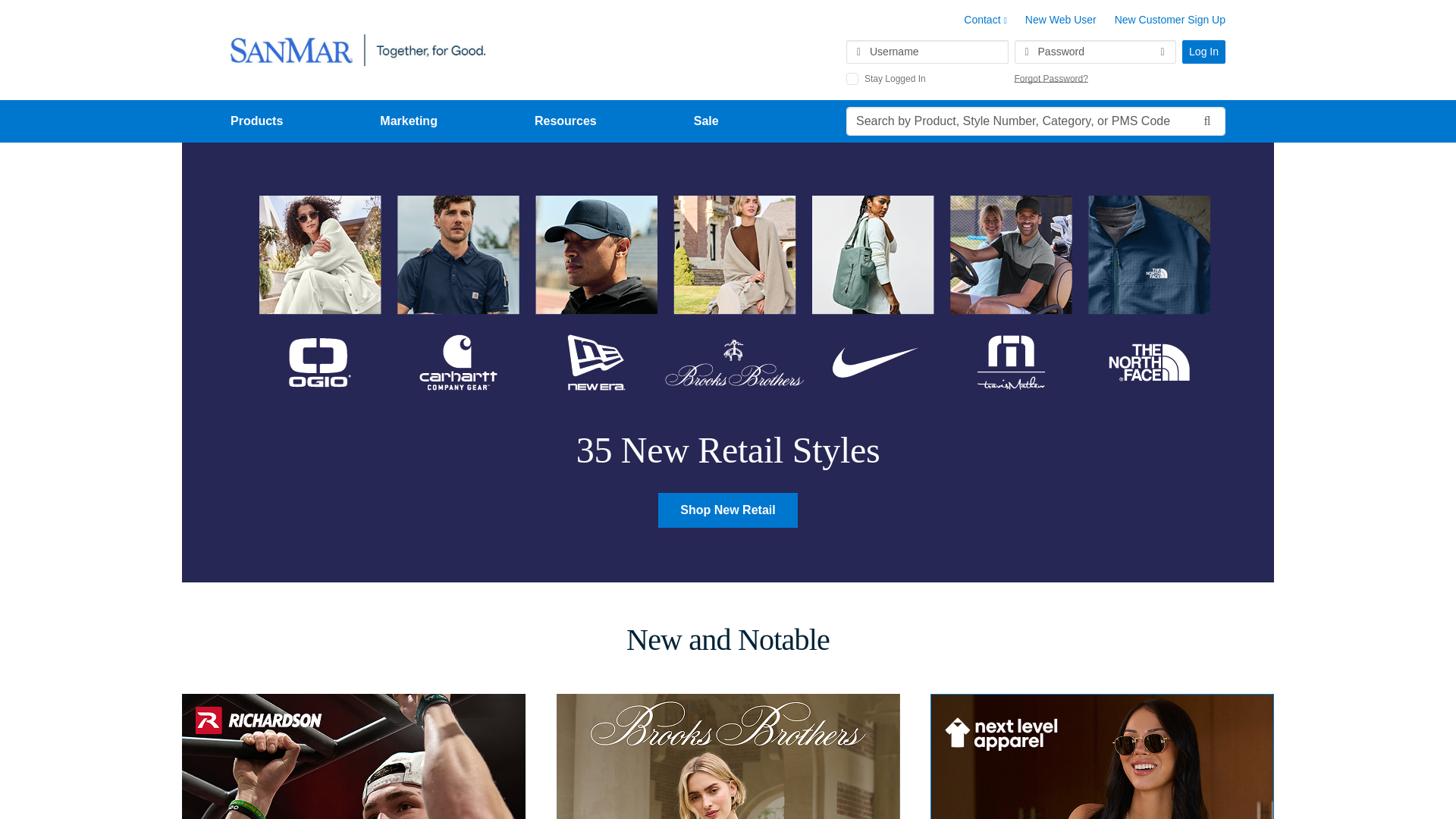 website screenshot of https://www.sanmar.com/