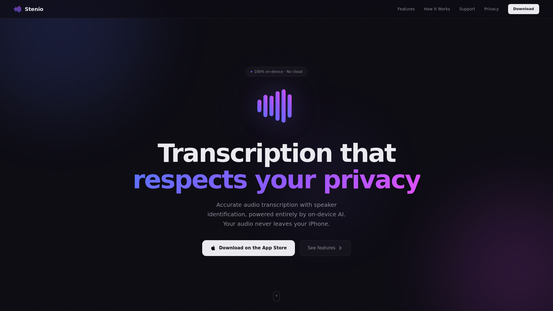 website screenshot of https://stenio-website.pages.dev/