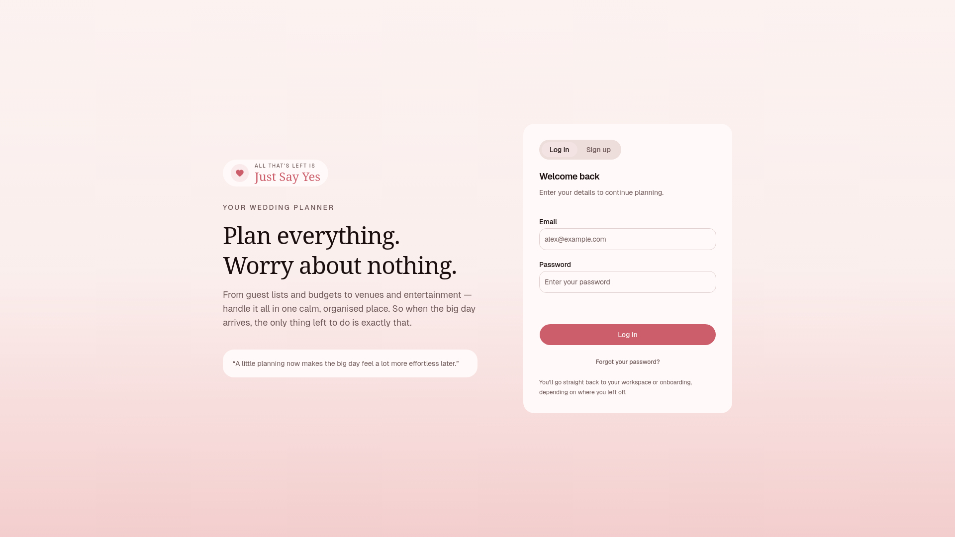 website screenshot of https://justsayyes.dk