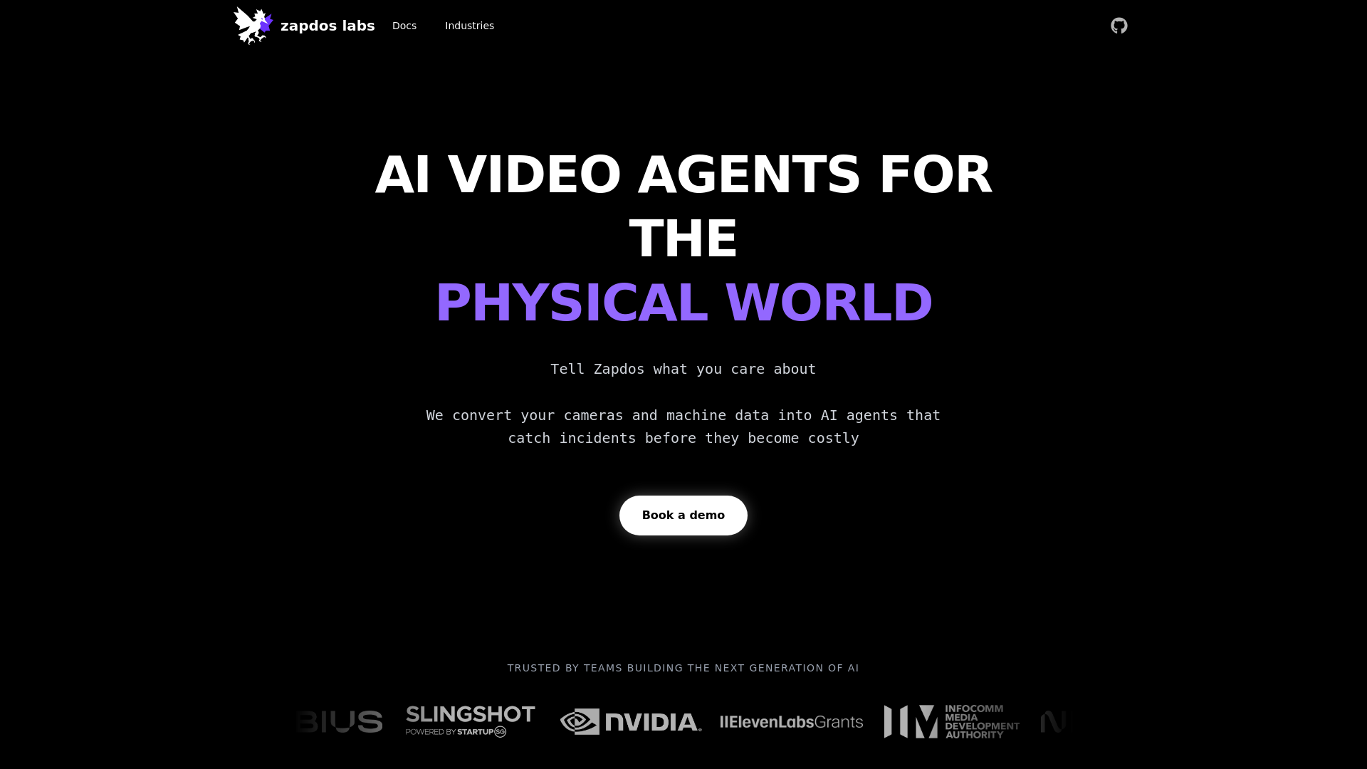 website screenshot of https://zapdoslabs.ai/