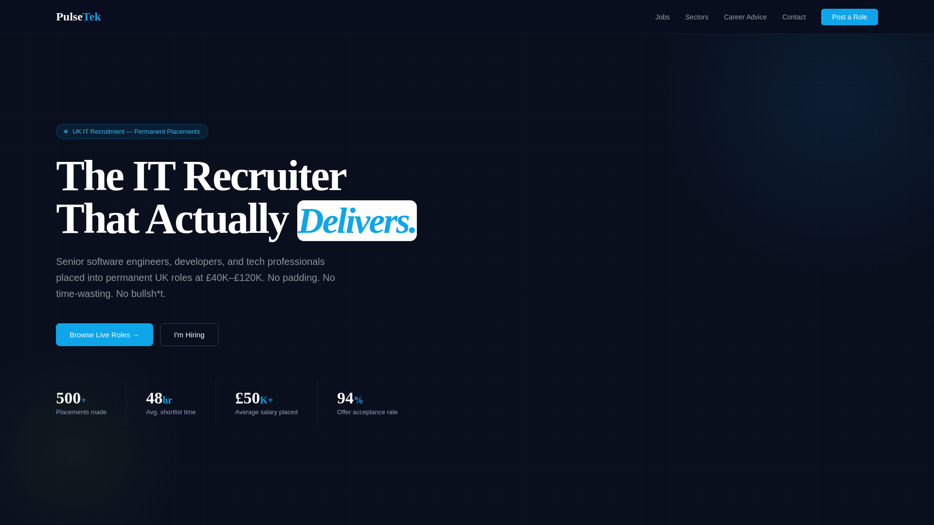 website screenshot of https://pulsetek.co.uk