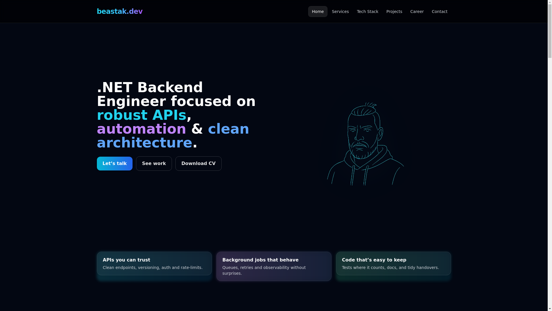 website screenshot of https://beastak.dev/