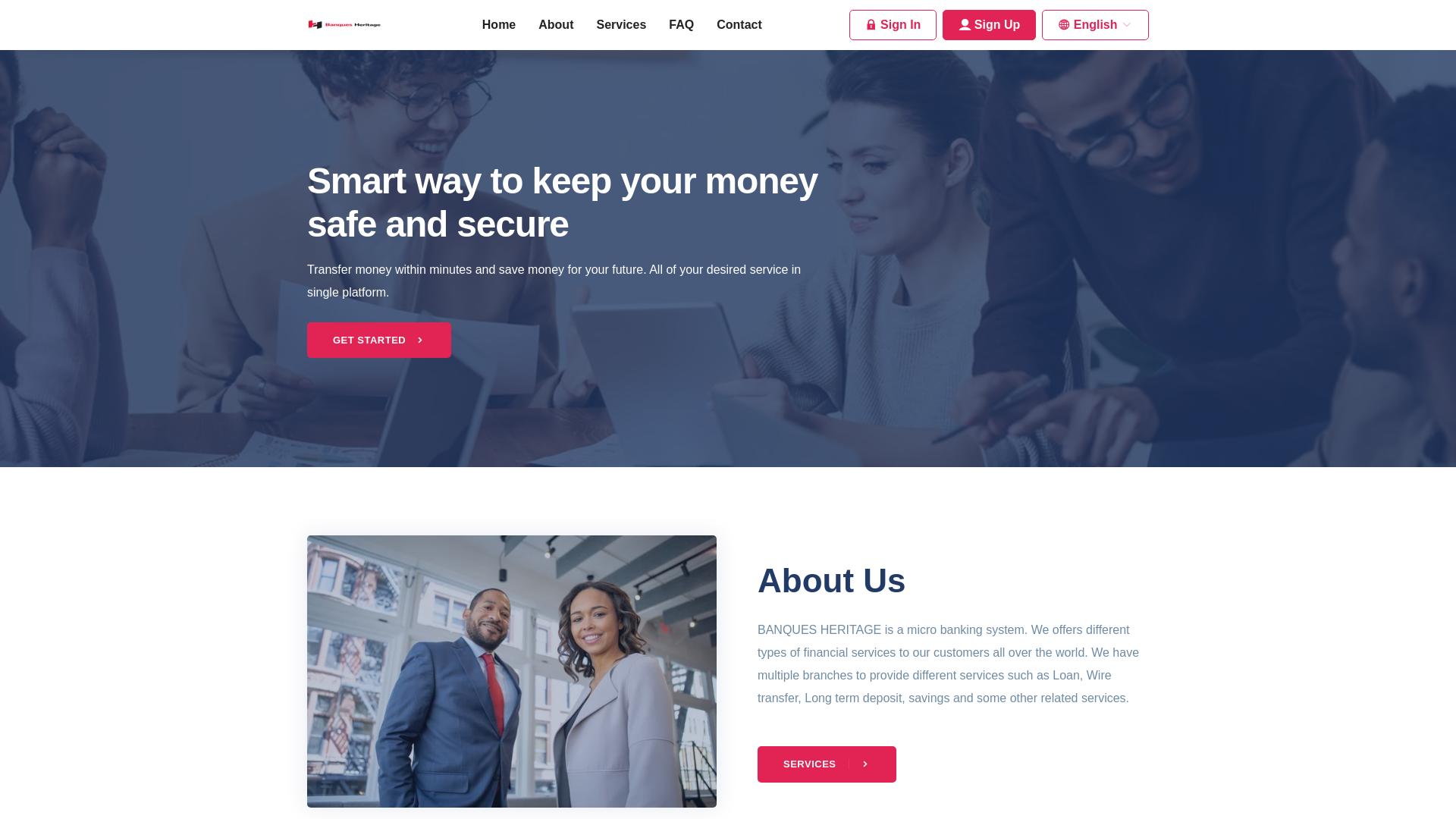 website screenshot of https://banquesheritage.com