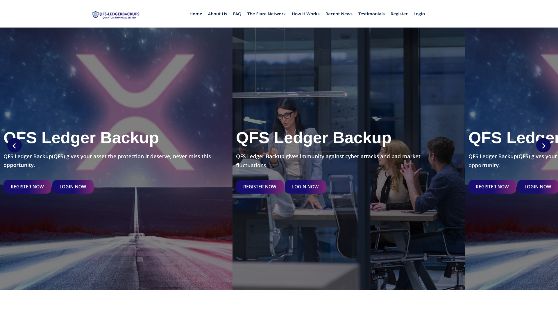 website screenshot of https://qfs-ledger-backup.com/