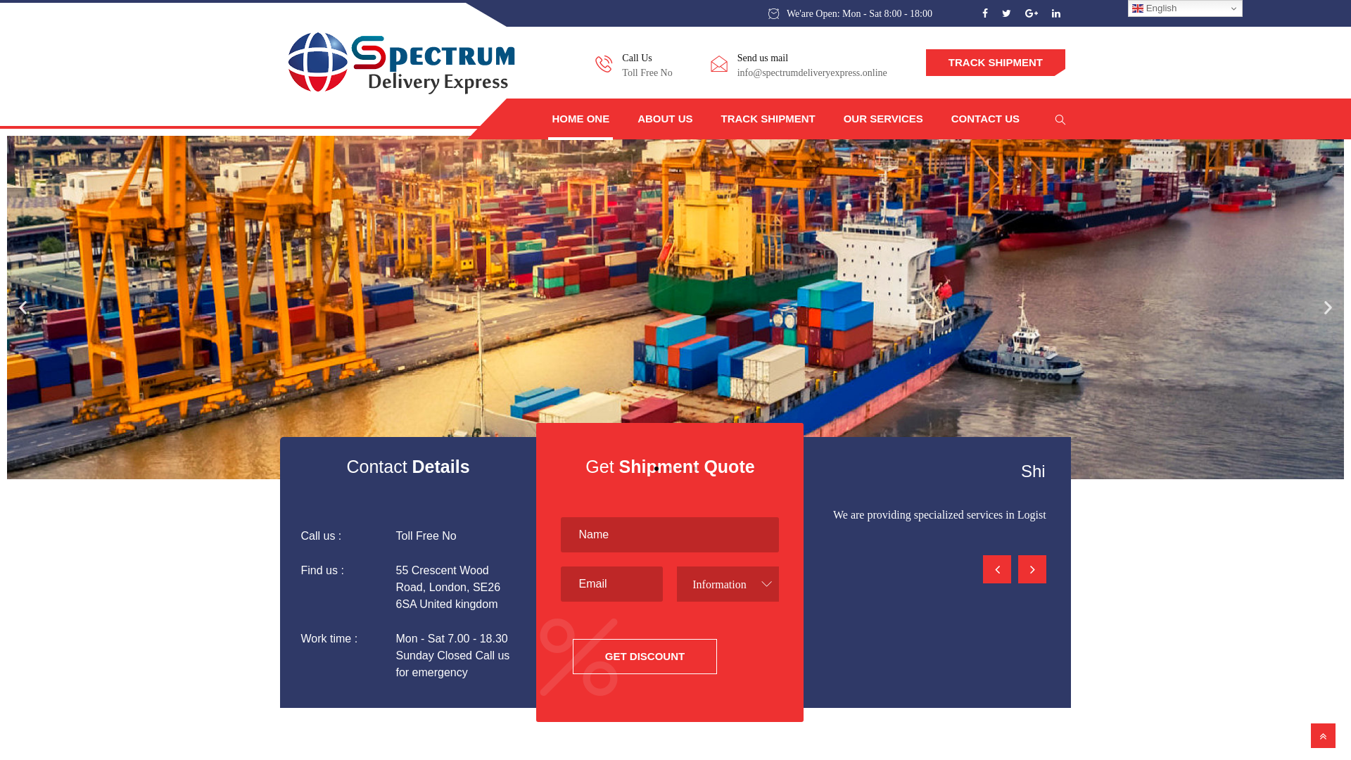 website screenshot of https://spectrumdeliveryexpress.online/