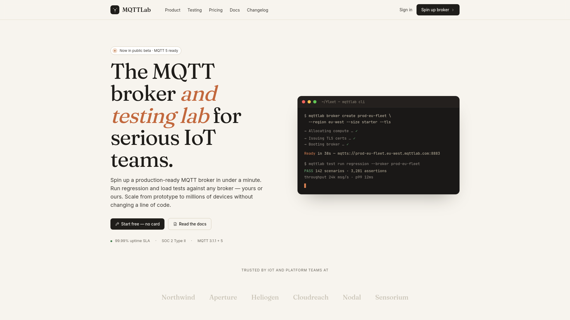 website screenshot of https://mqttlab.in/