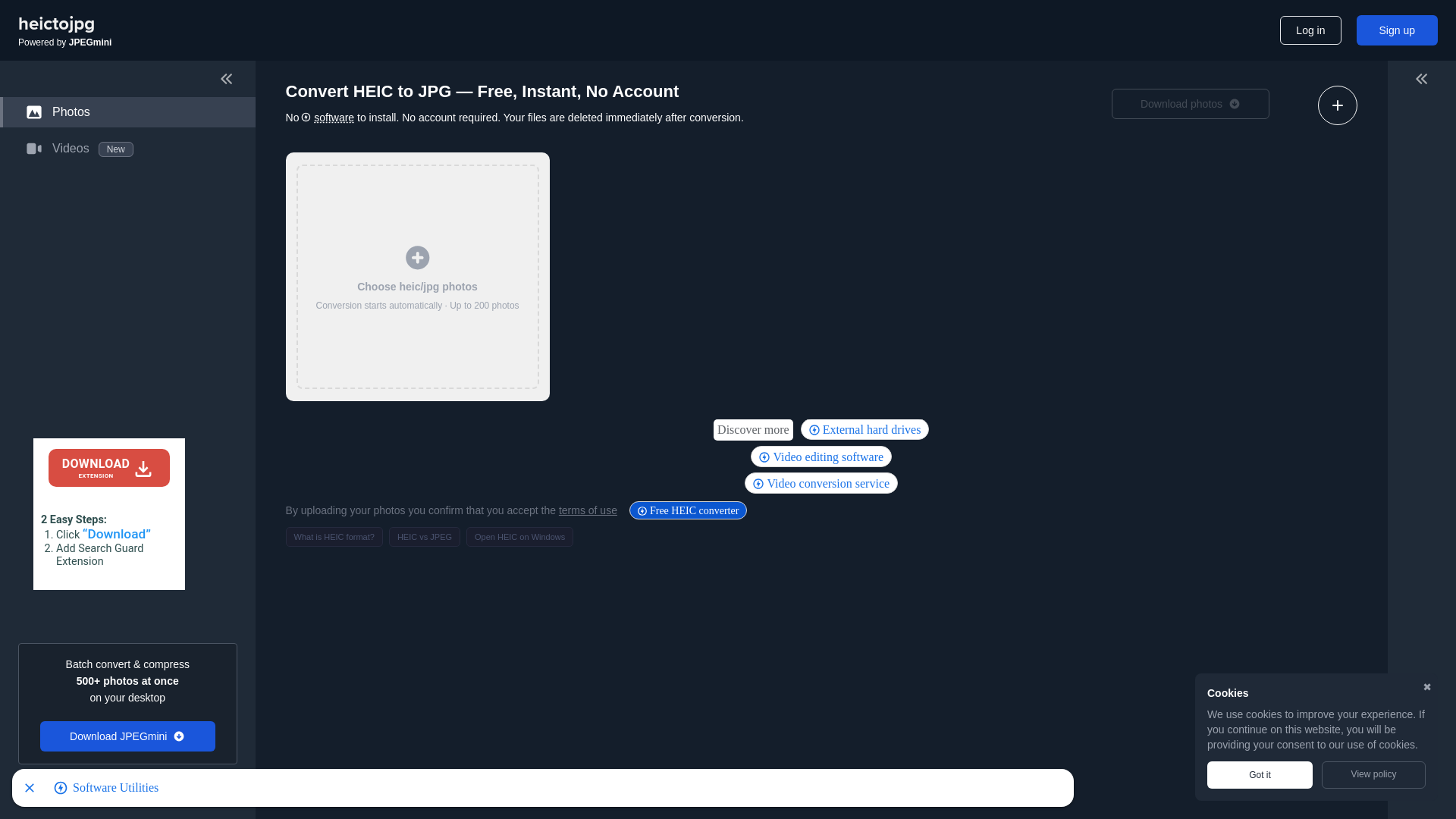 website screenshot of https://heictojpg.com/