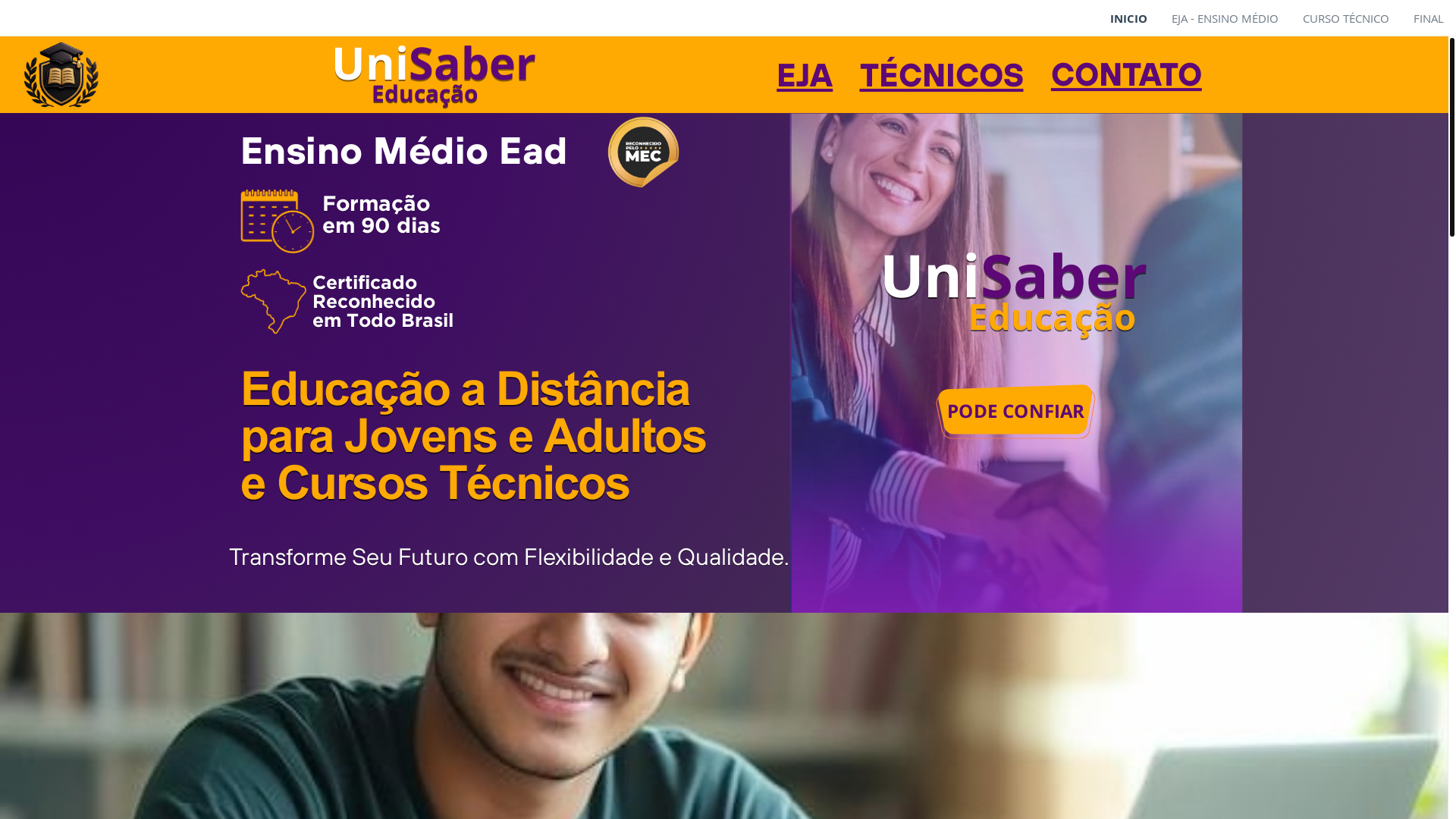 website screenshot of https://unisabereducacao.com.br/