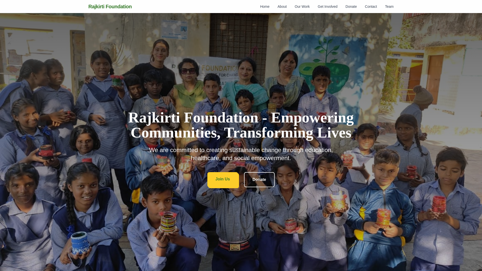 website screenshot of https://rajkirtifoundation.com/