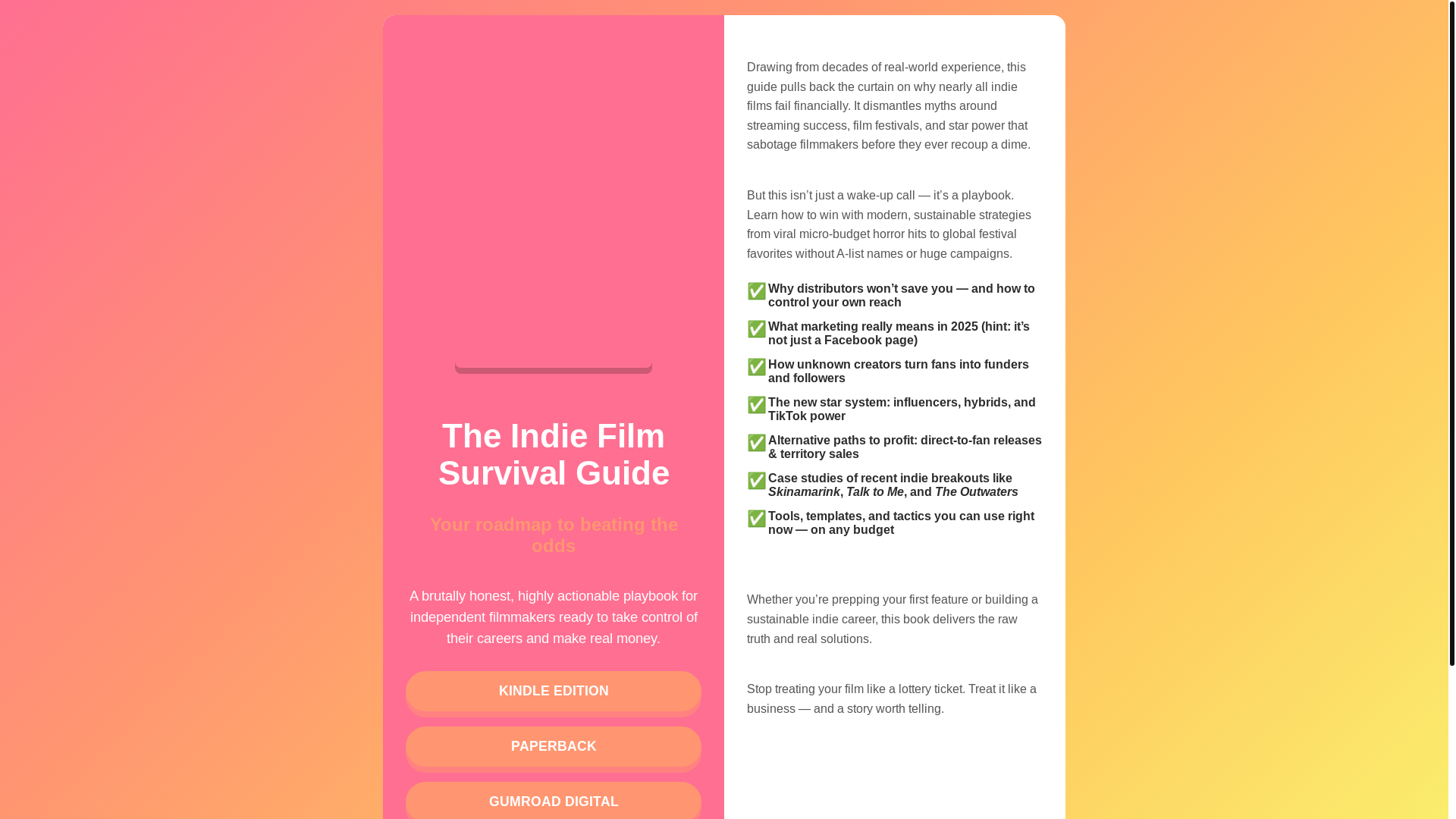website screenshot of https://indiefilmsurvivalguide.com/