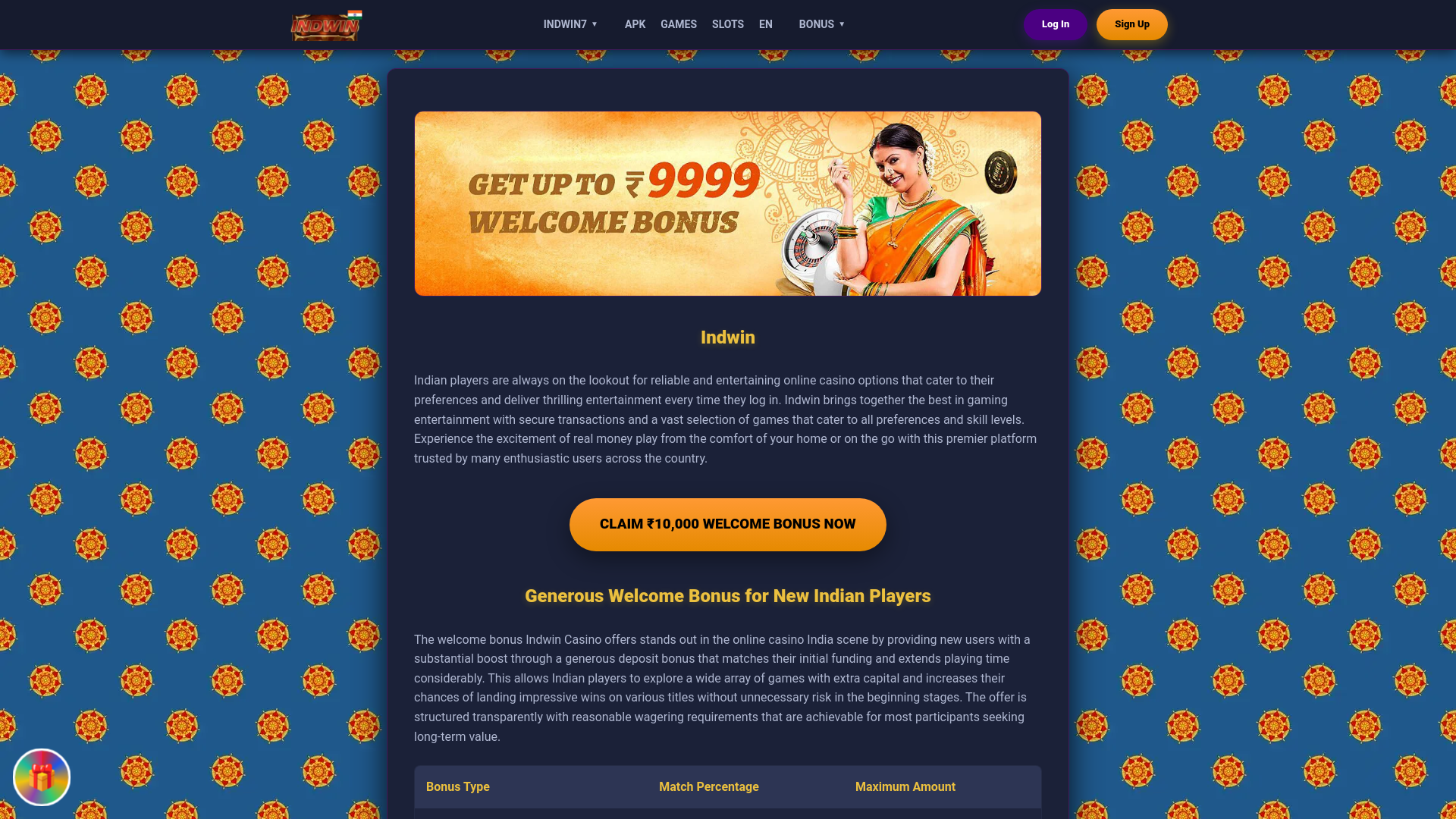 website screenshot of https://in-indwin-casino.com/