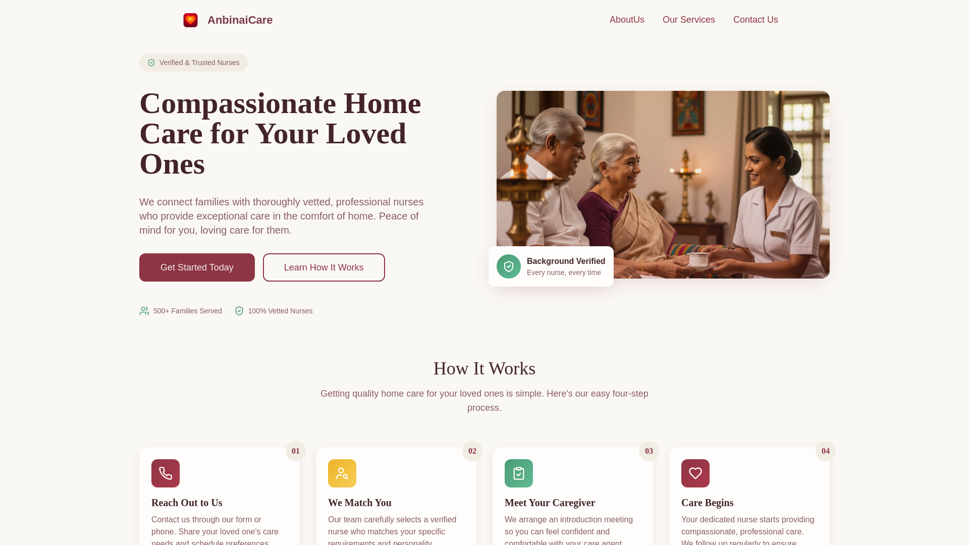 website screenshot of https://anbinaicare.com/