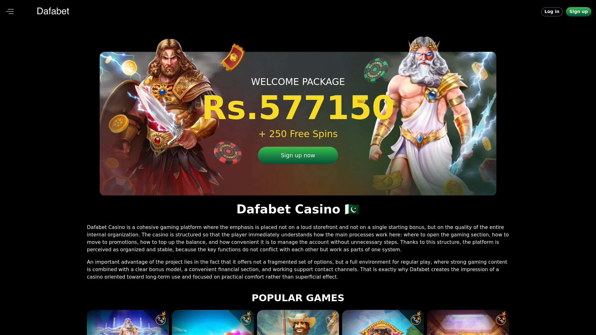 website screenshot of https://dafabet.com.pk