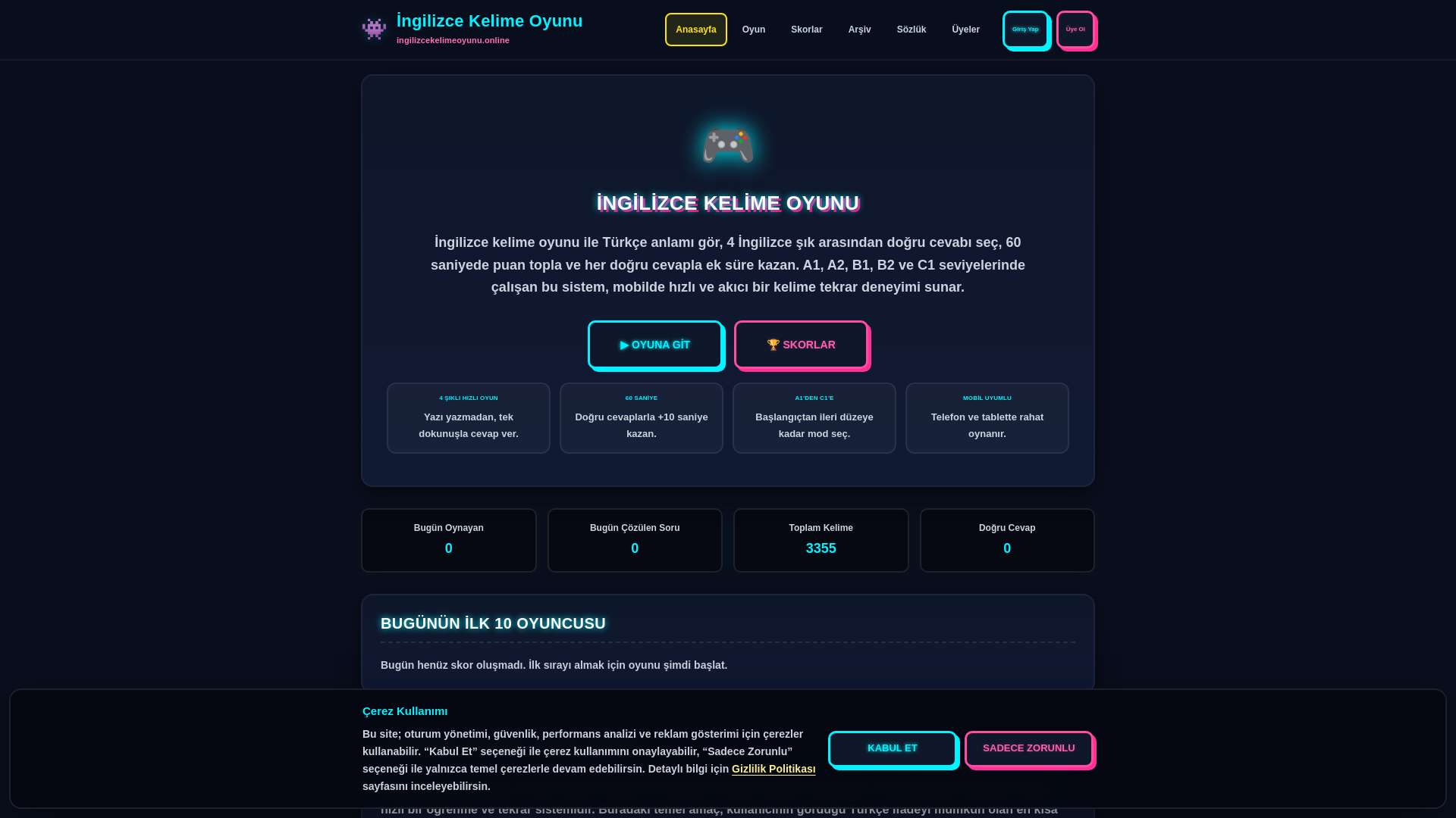 website screenshot of https://ingilizcekelimeoyunu.online/