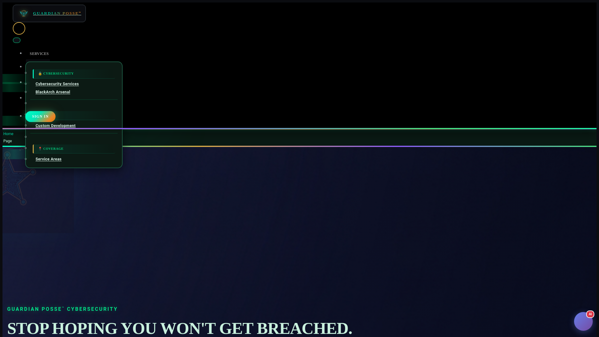 website screenshot of https://guardianpossecybersecurity.com/