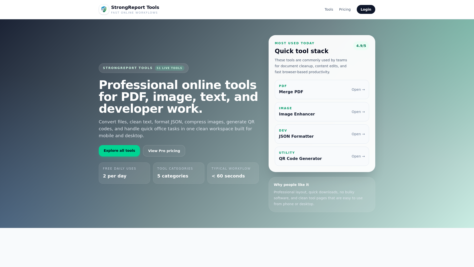 website screenshot of https://strongreport.org/