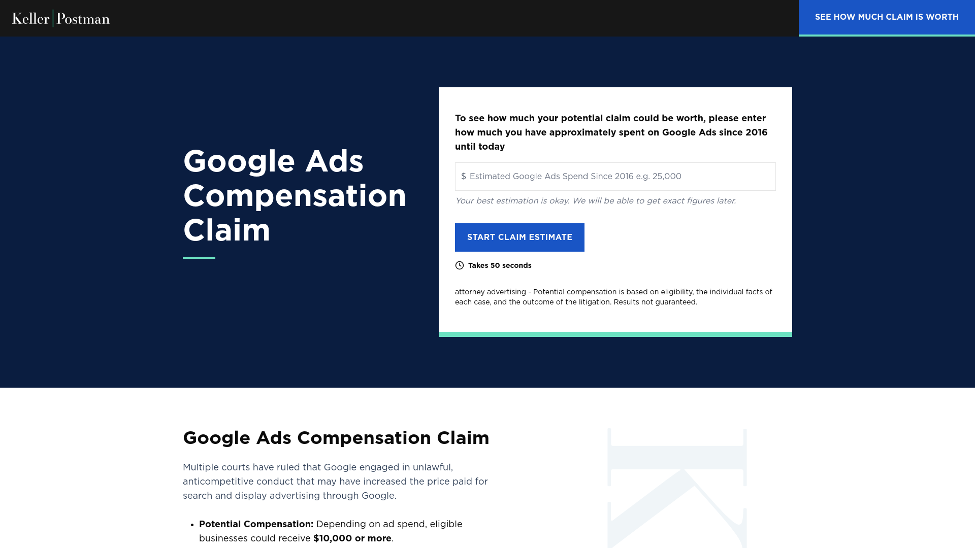 website screenshot of https://adspendrecovery.com/