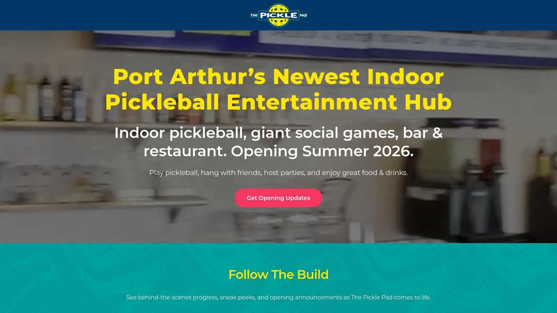 website screenshot of https://thepicklepadportarthur.com