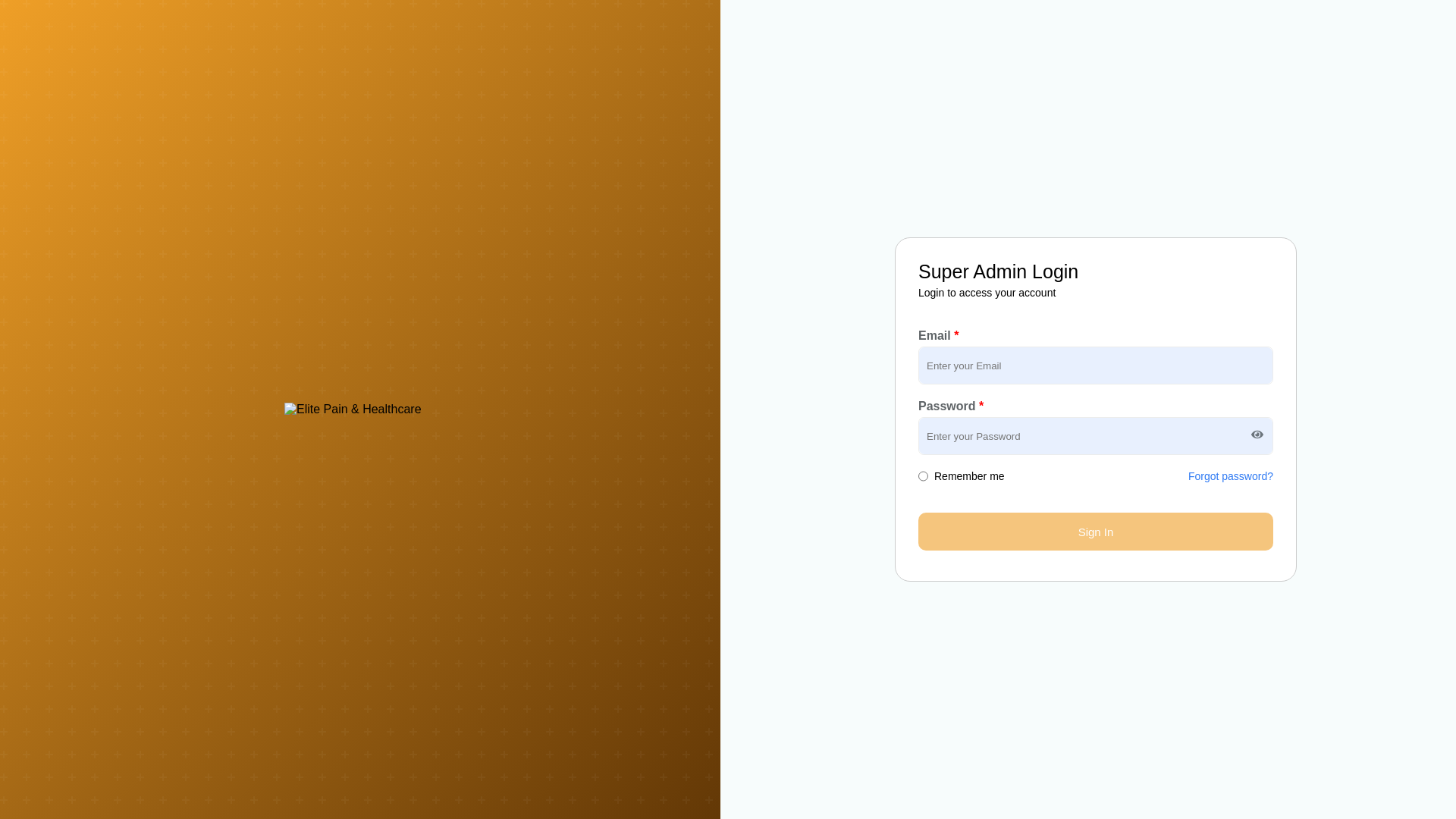 website screenshot of https://intakesuperadmin.epainhealth.com