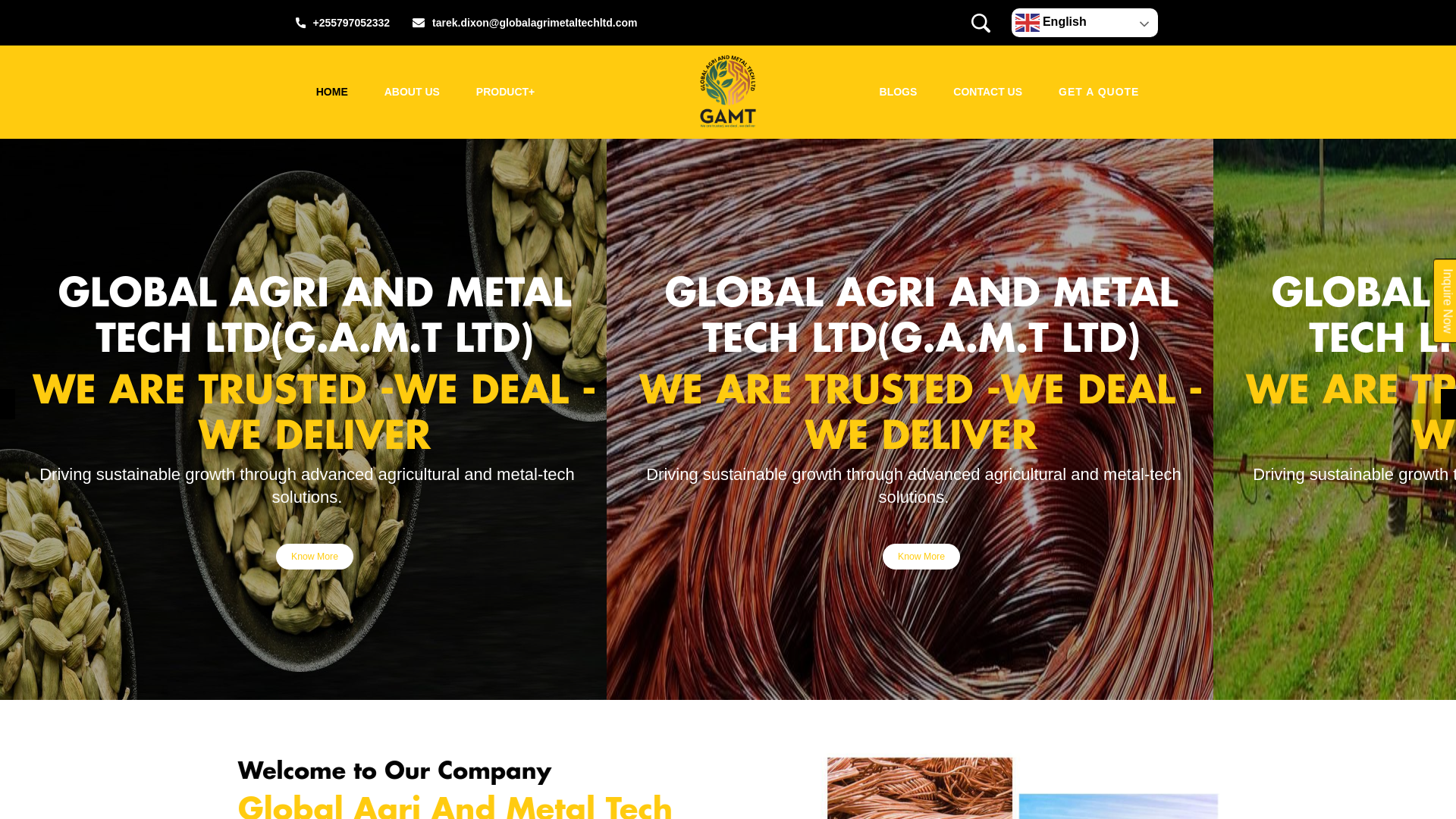 website screenshot of https://agrometaltech.com/