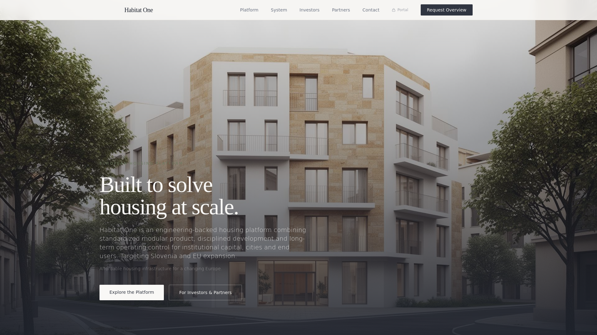 website screenshot of https://habitatone.life/