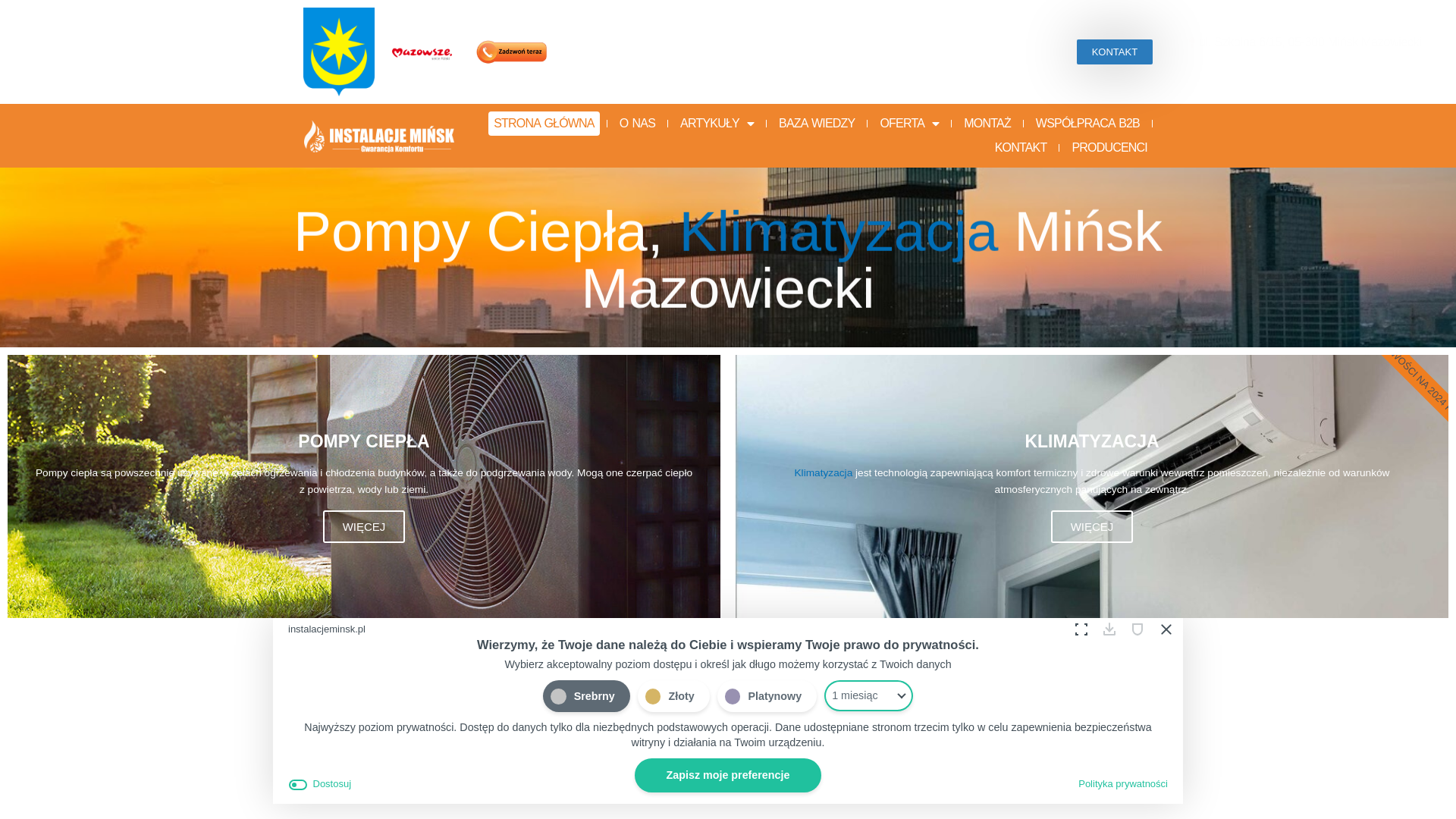 website screenshot of https://instalacjeminsk.pl/