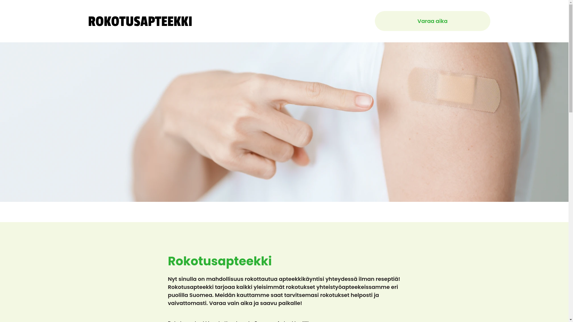 website screenshot of https://rokotusapteekki.fi/