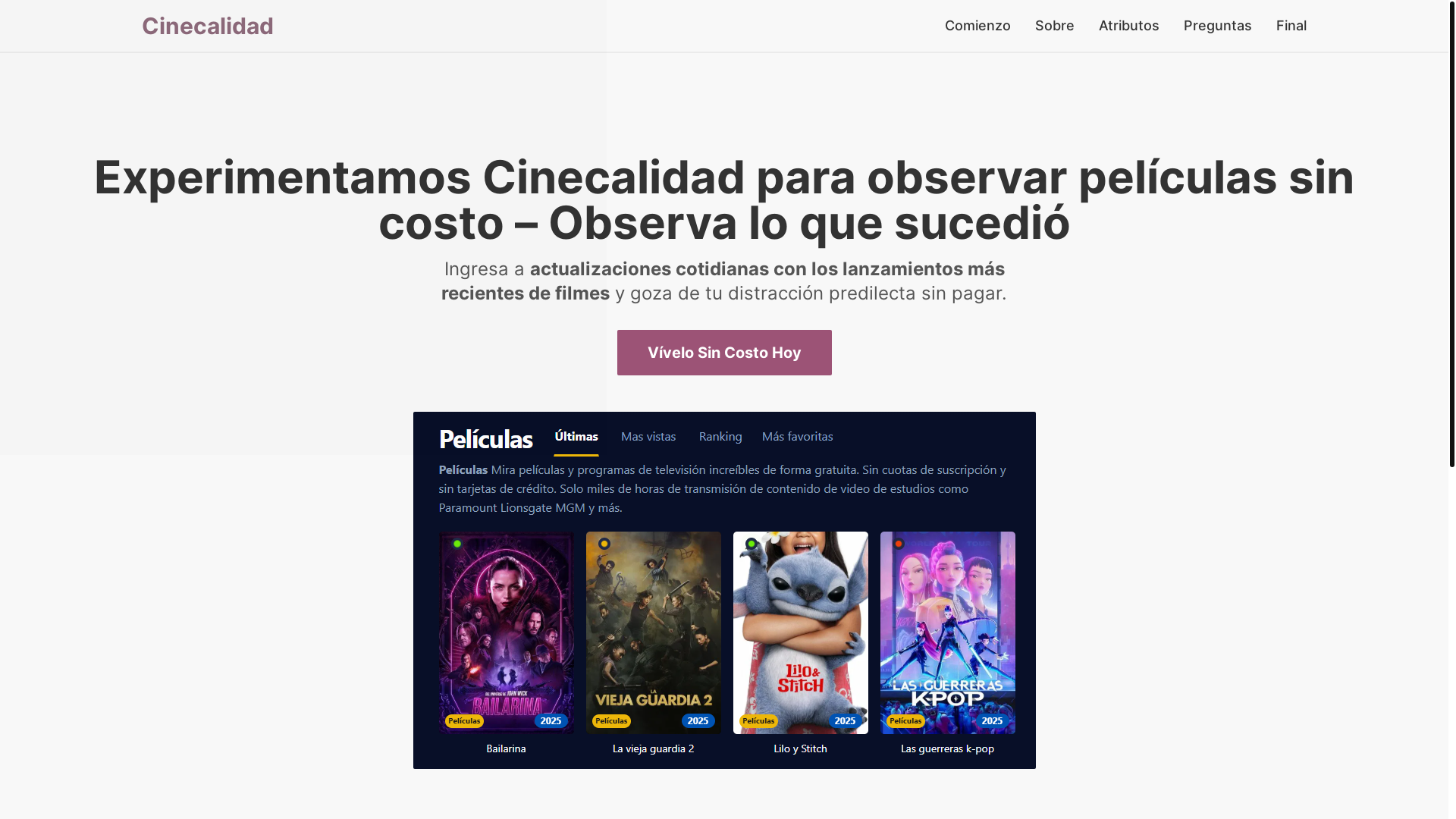 website screenshot of https://cinecalidad-lte2.pages.dev/