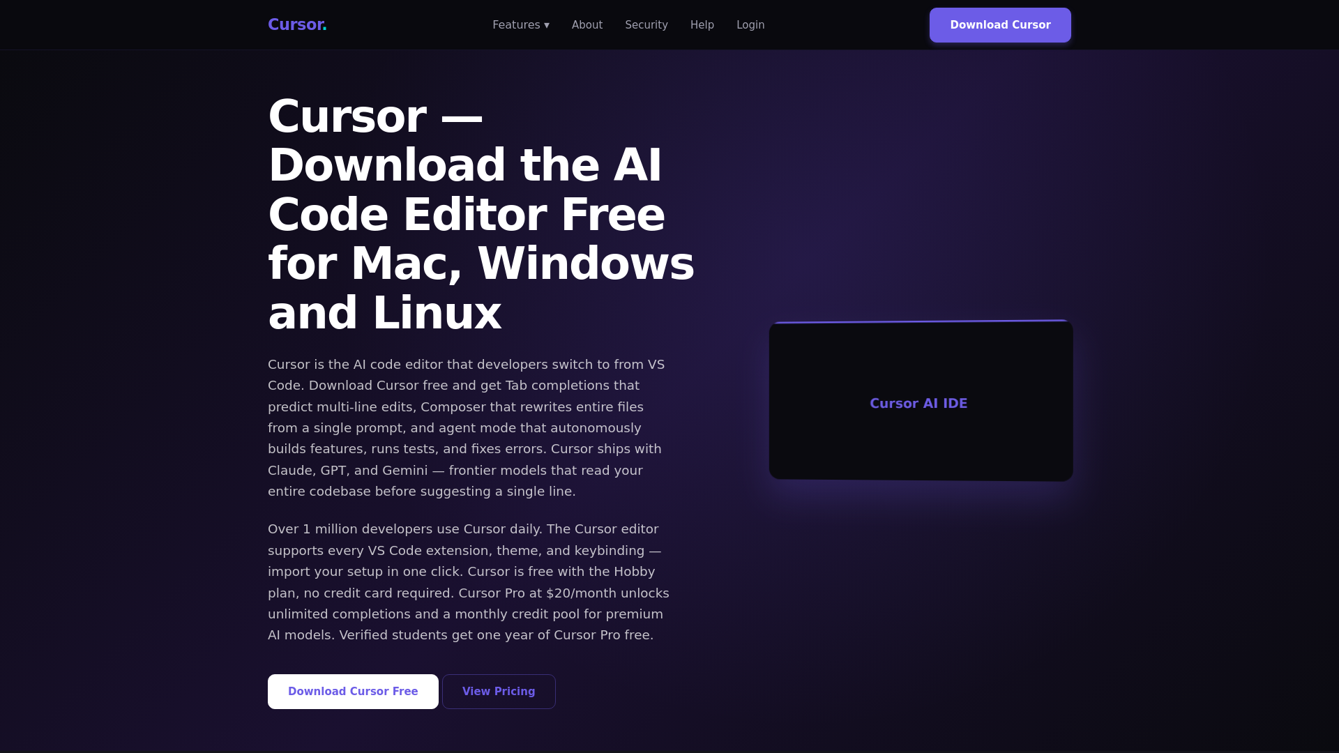website screenshot of https://cursor.gr.com