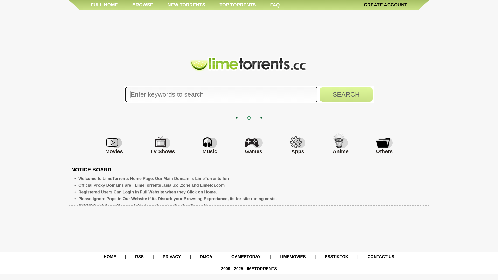 website screenshot of https://limetorrents.fun/