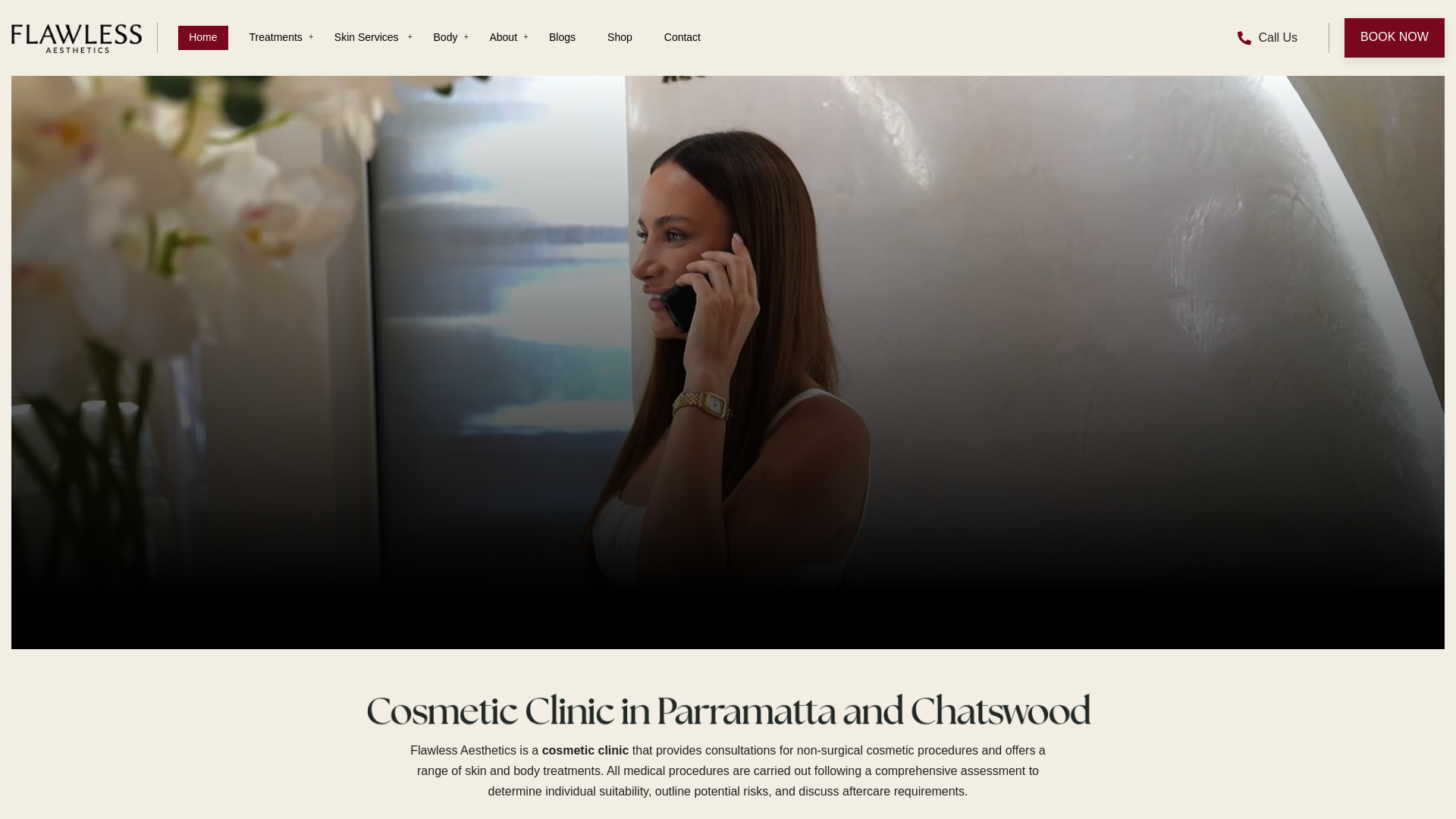 website screenshot of https://flawlessaesthetics.com.au/