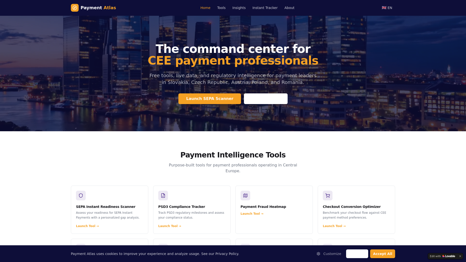 website screenshot of https://paymentatlas.eu