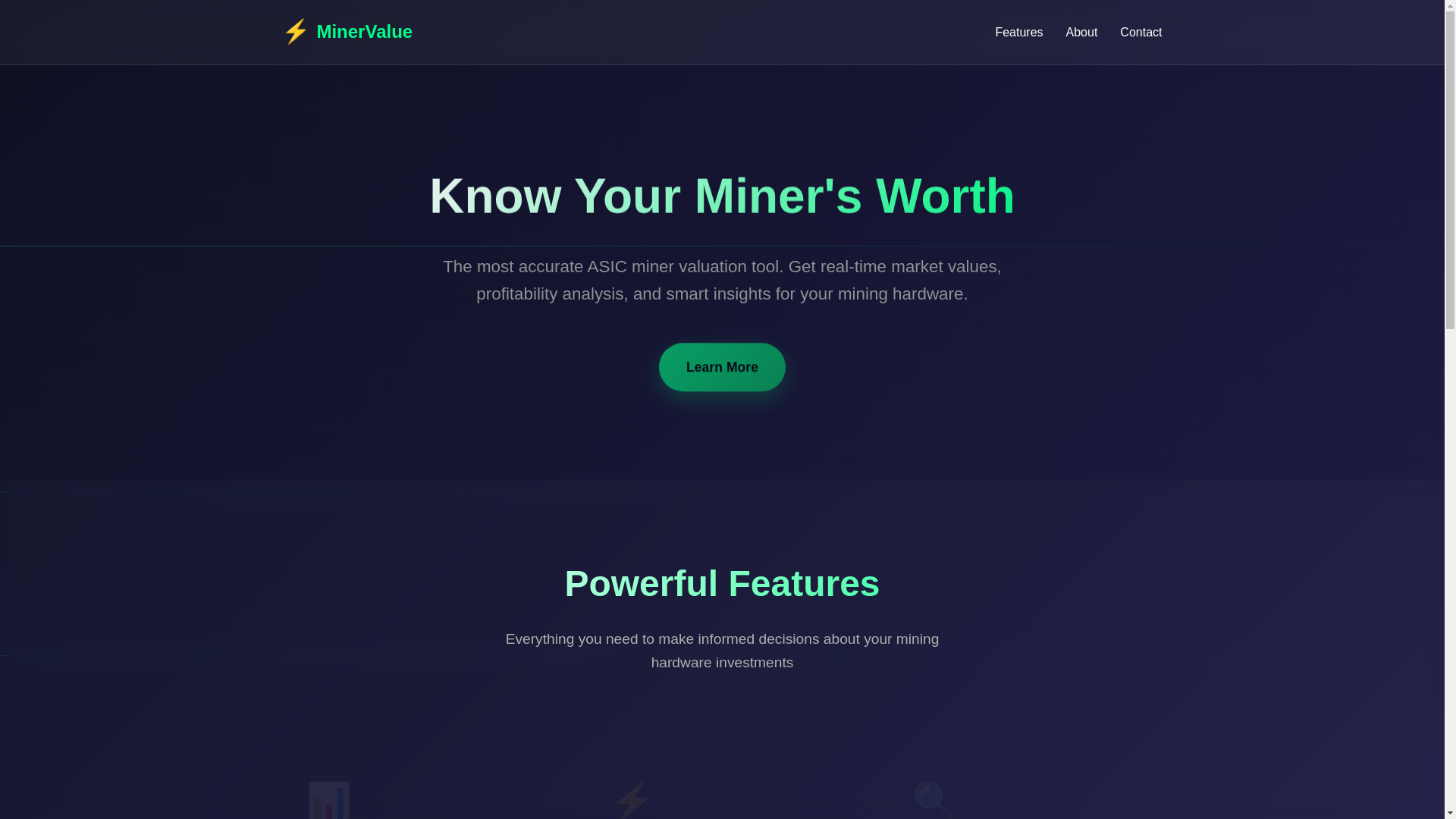 website screenshot of https://miner-value.com/