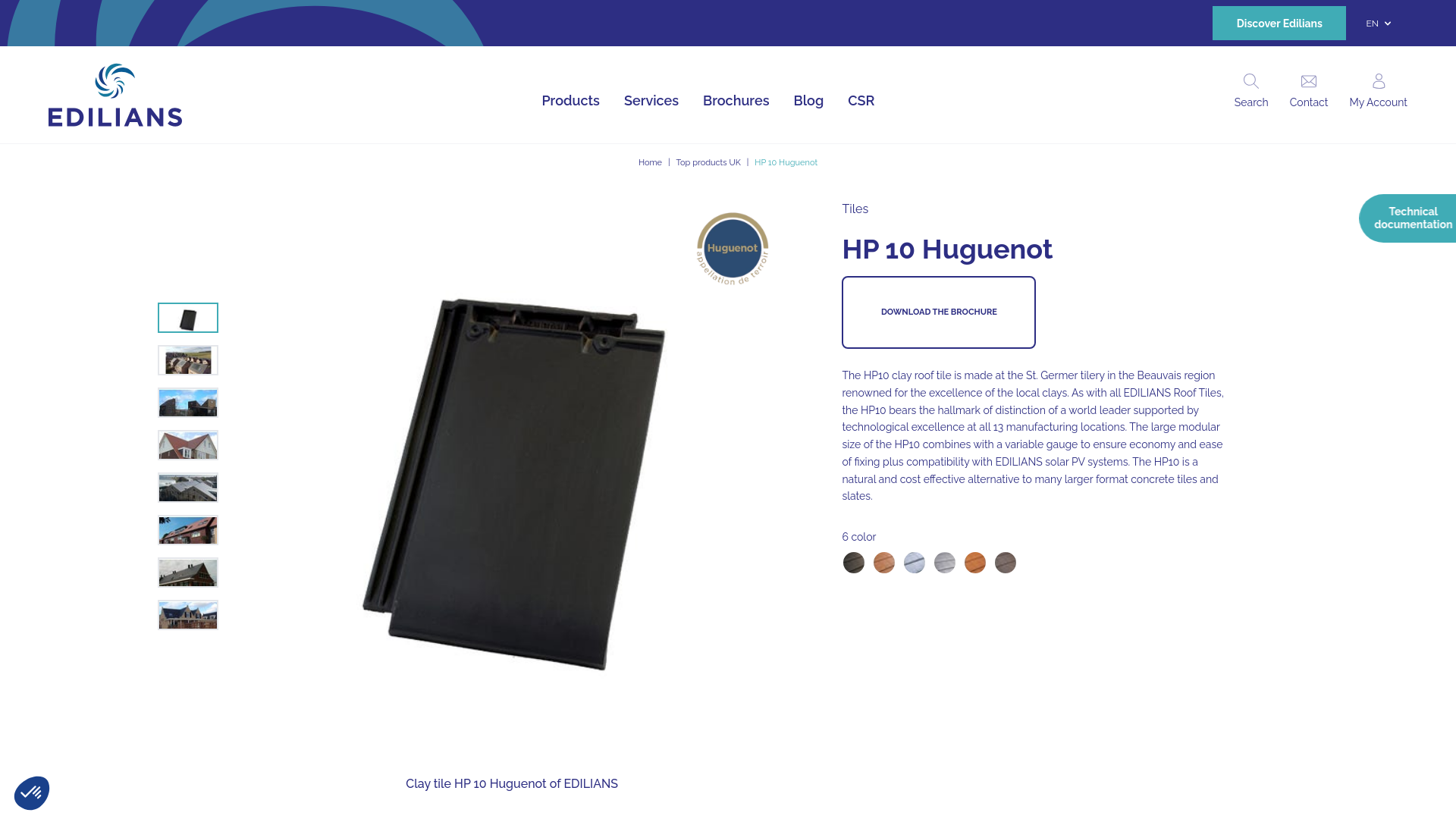 website screenshot of https://edilians.co.uk/hp-10-huguenot.html