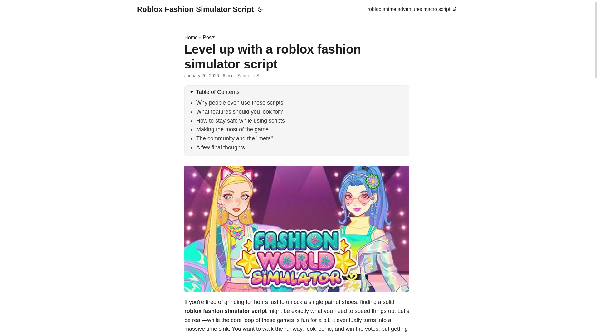 website screenshot of https://roblox-fashion-simulator-script.pages.dev/