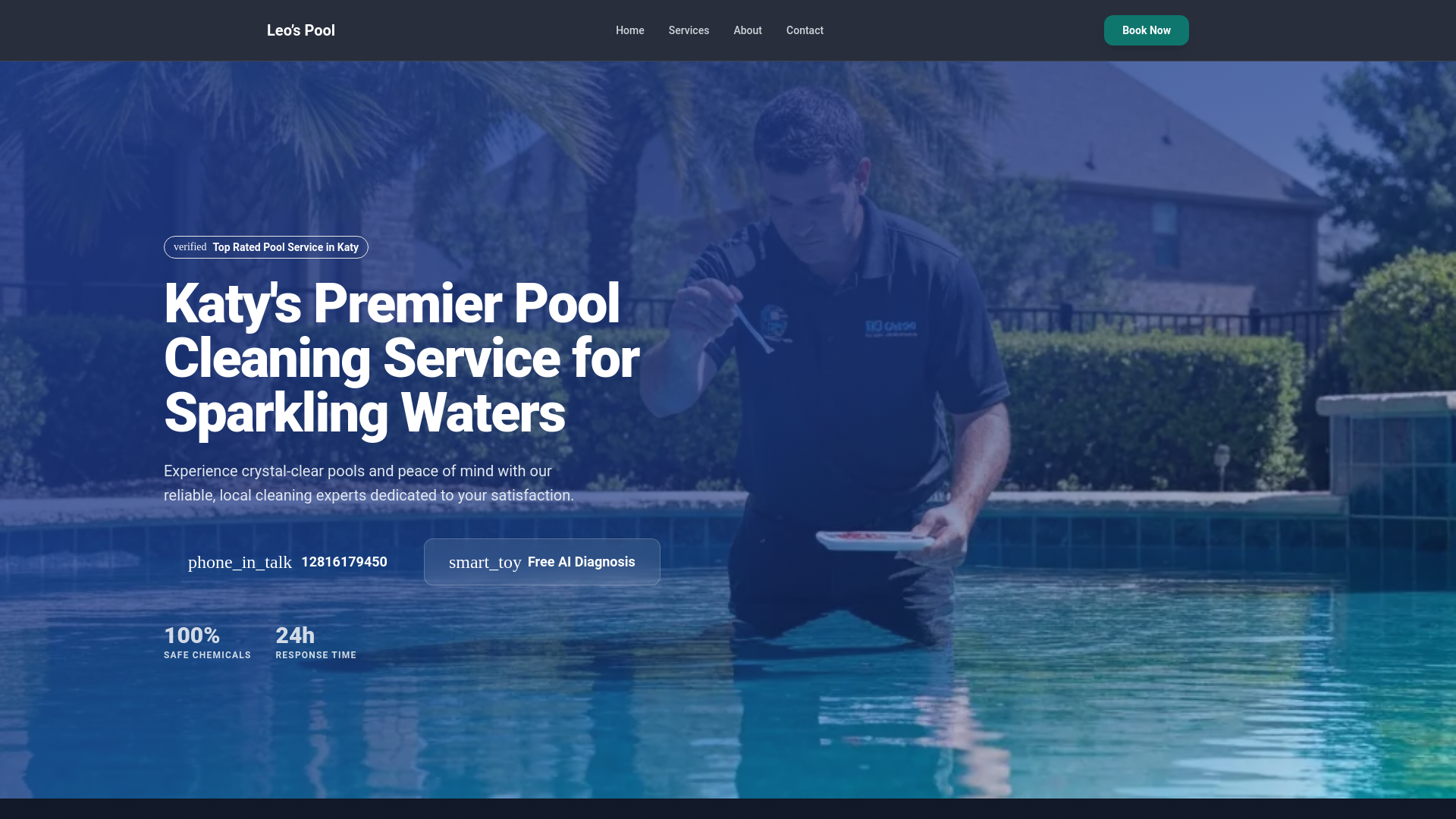website screenshot of https://leos-pool-katy.pages.dev/