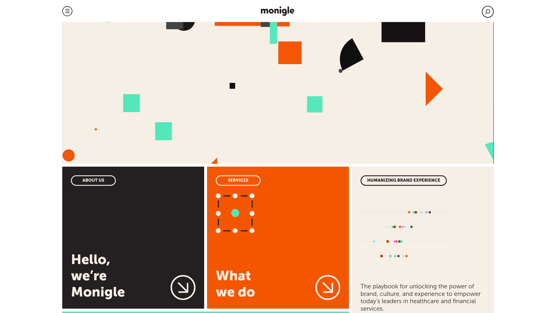 website screenshot of https://monigle.com/