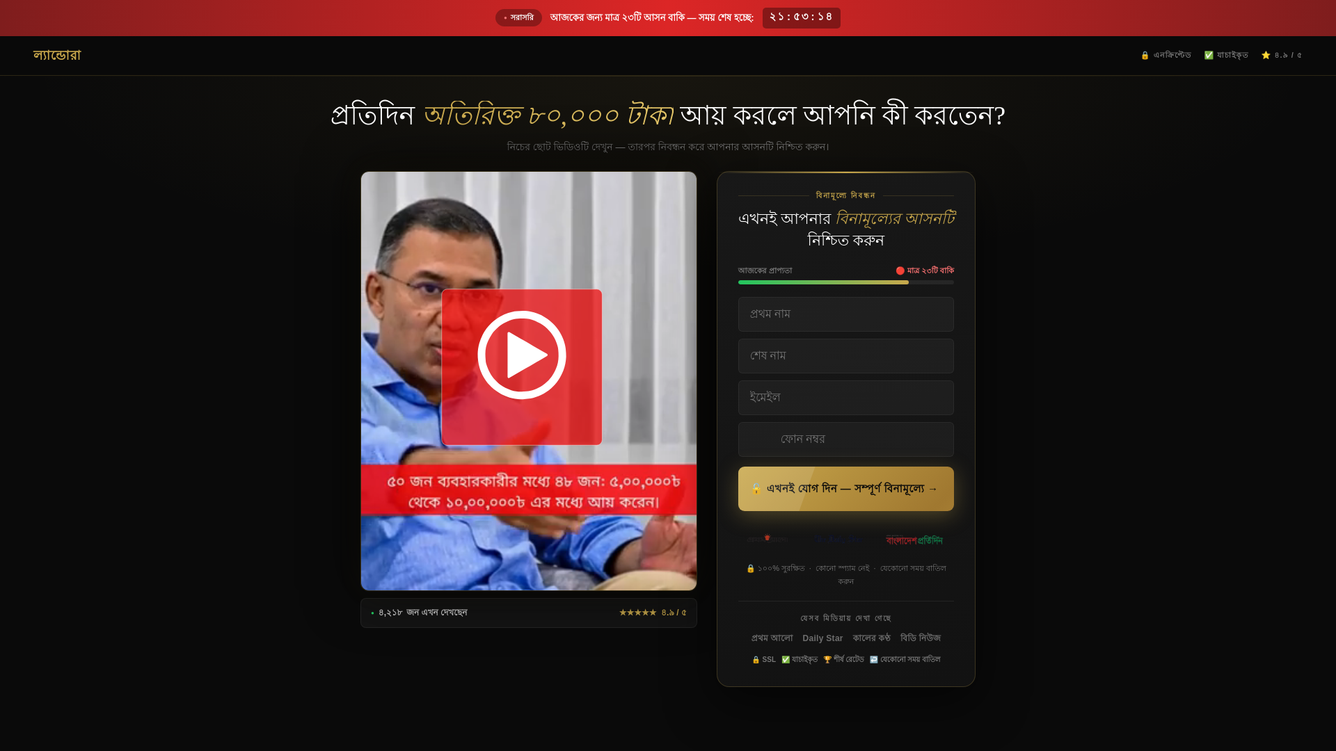 website screenshot of https://landora.pro/