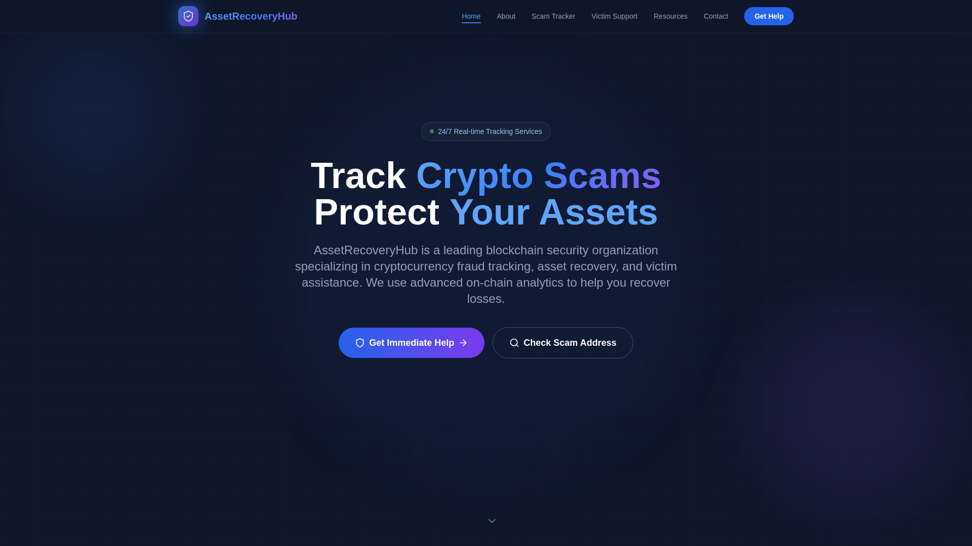 website screenshot of https://assetrecoveryhub.org