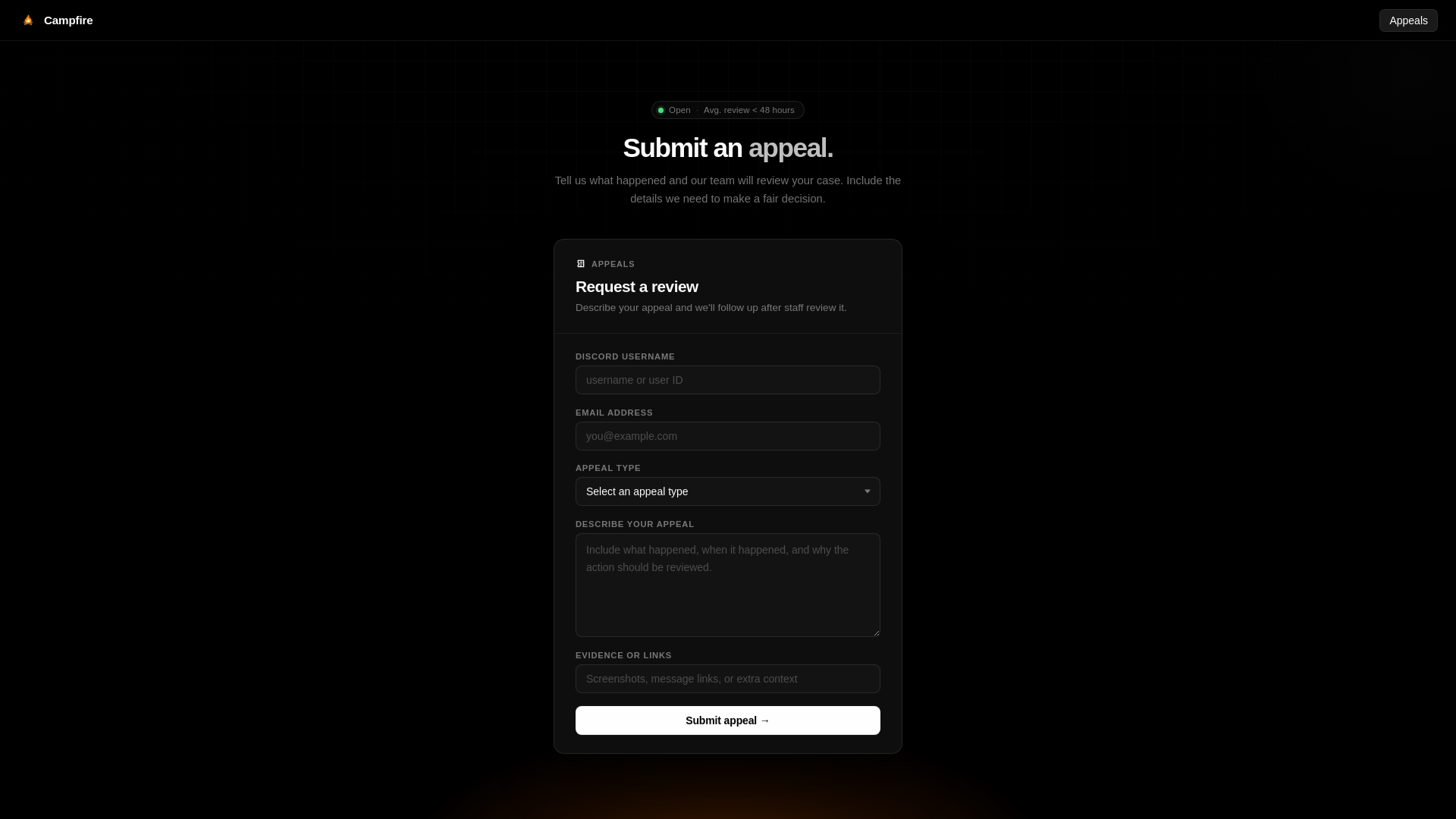 website screenshot of https://appeals-kzk.pages.dev/