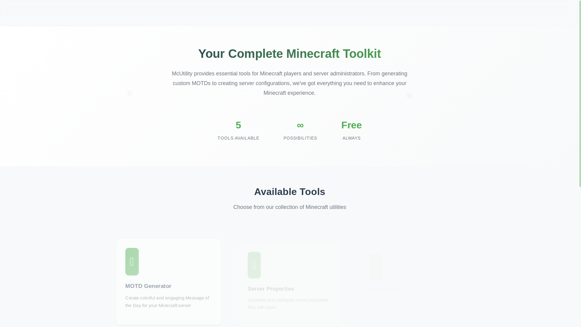 website screenshot of https://mcutility.pages.dev/