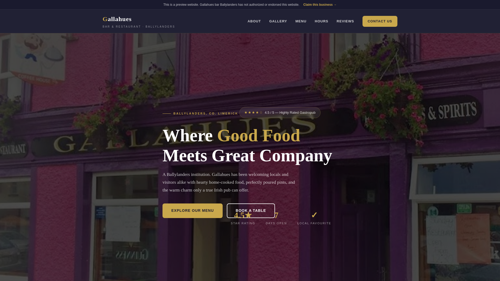 website screenshot of https://gallahues-bar-ballylanders-limerick-v3.pages.dev/