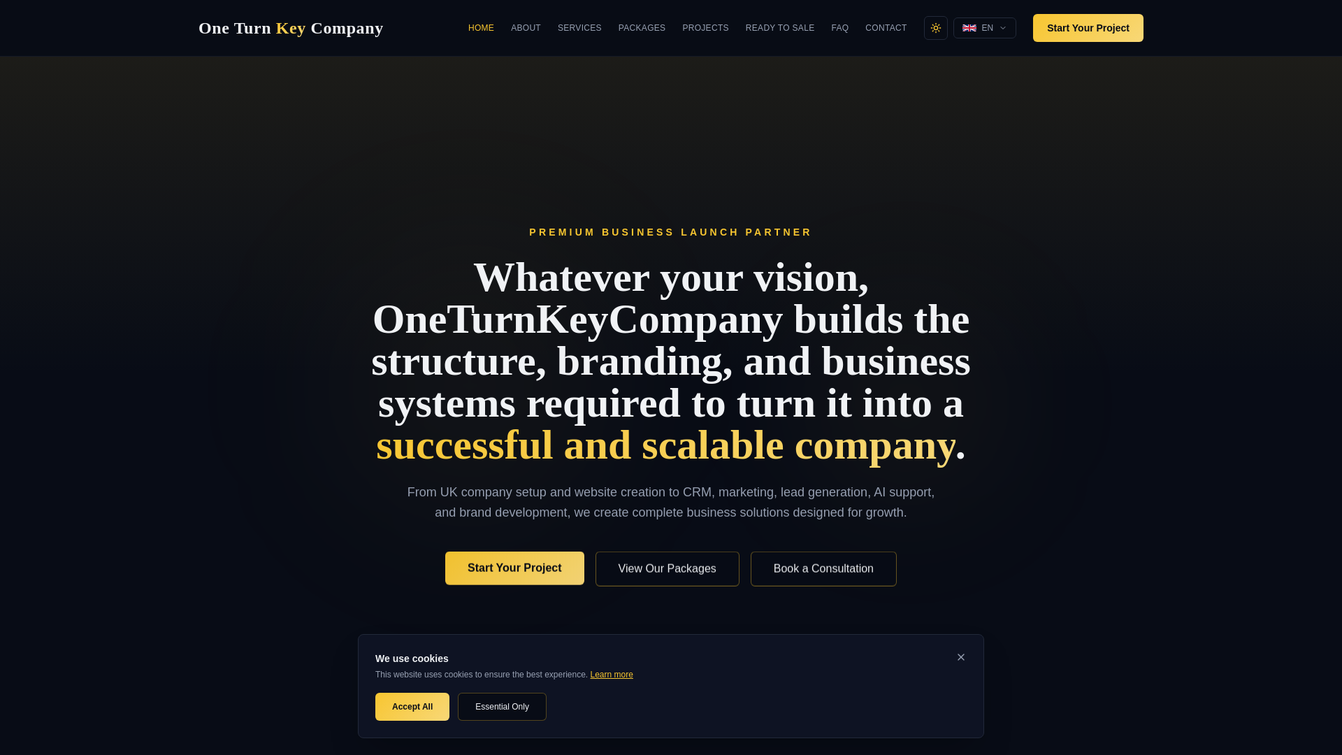 website screenshot of https://oneturnkeycompany.com/