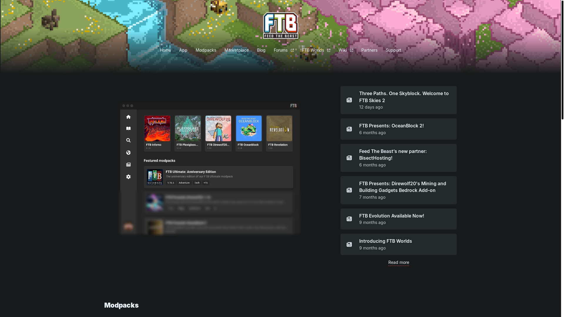 website screenshot of https://feed-the-beast.com