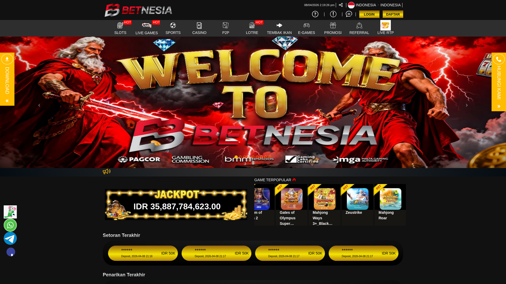 website screenshot of https://betnesia-57.shop