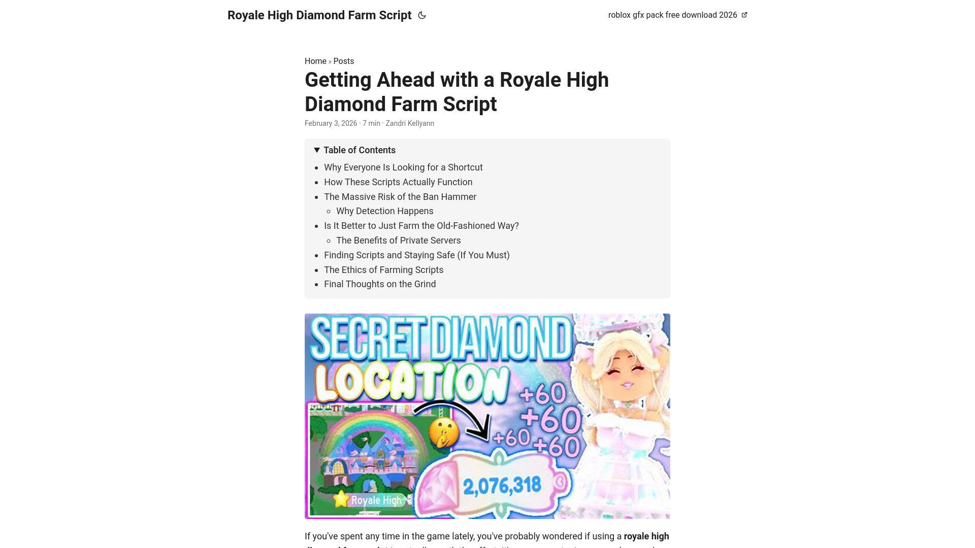 website screenshot of https://royale-high-diamond-farm-script.pages.dev/